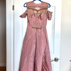 Custom Pink Silk Beaded Indowestern Gown